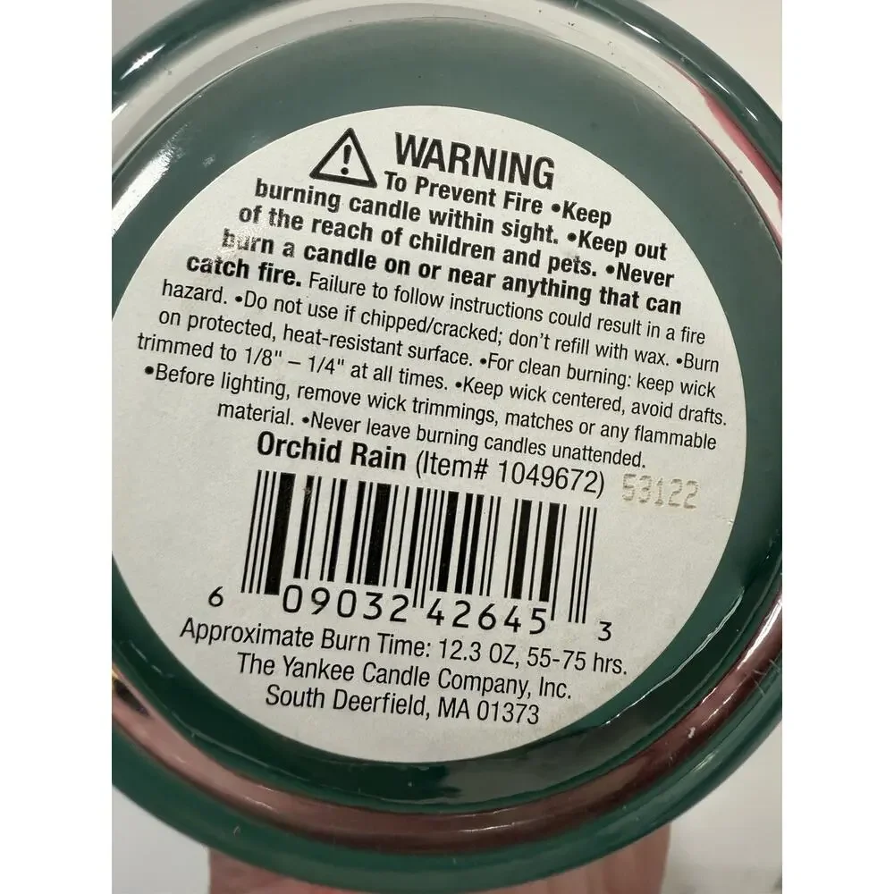 New Yankee Candle Orchid Rain 2003 12.3 oz Retired Discontinued Jar Candle